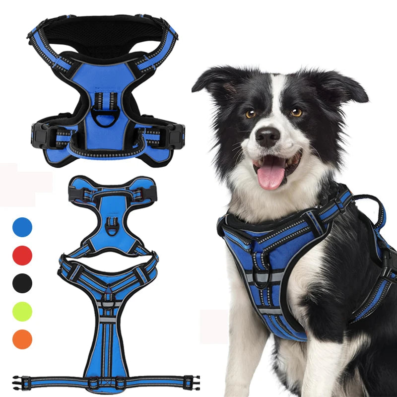 Adjustable Dog Harness Vest Pet Reflective Breathable Vest Chest Strap for Small Medium and Large Dogs for Outdoor Walking