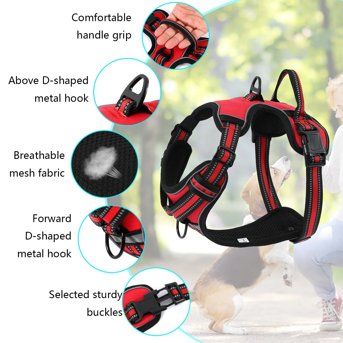 Adjustable Dog Harness Vest Pet Reflective Breathable Vest Chest Strap for Small Medium and Large Dogs for Outdoor Walking