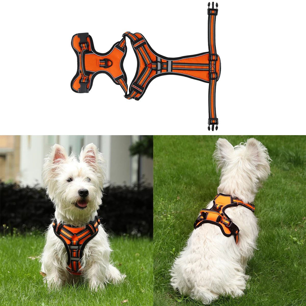 Adjustable Dog Harness Vest Pet Reflective Breathable Vest Chest Strap for Small Medium and Large Dogs for Outdoor Walking