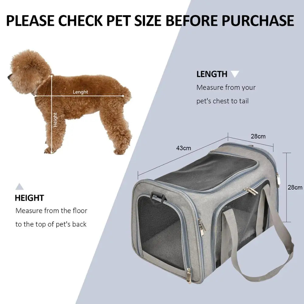 Dog Carrier Bag Soft Side Backpack Cat Pet Carriers Dog Travel Bags Airline Approved Transport