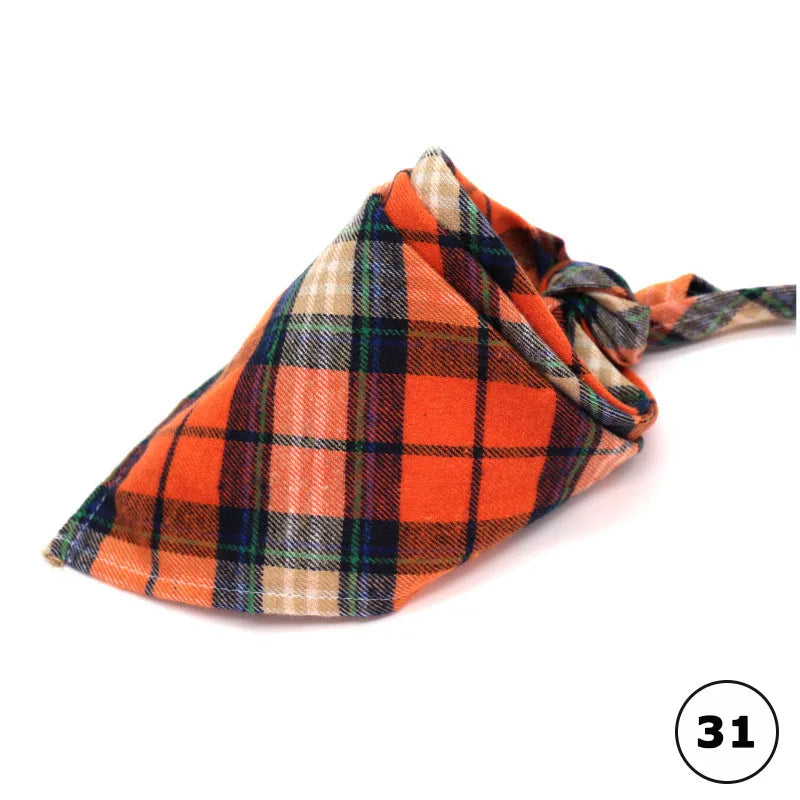 Dog Bandanas Large Pet Scarf Bandana For Dog Cotton Plaid Washable Bow Tie Collar Cat Puppy Triangular Scarf Bib Dog Accessories