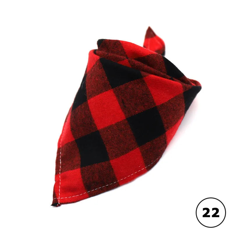 Dog Bandanas Large Pet Scarf Bandana For Dog Cotton Plaid Washable Bow Tie Collar Cat Puppy Triangular Scarf Bib Dog Accessories