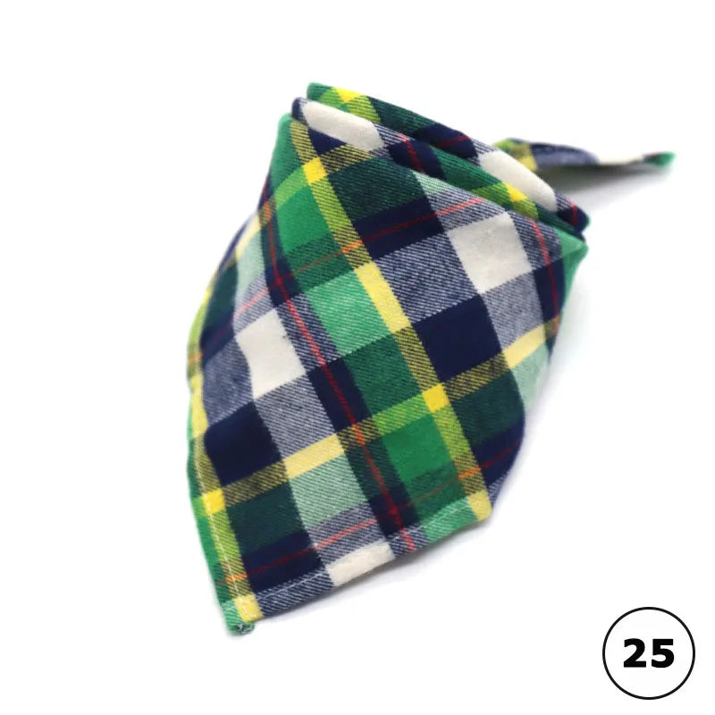 Dog Bandanas Large Pet Scarf Bandana For Dog Cotton Plaid Washable Bow Tie Collar Cat Puppy Triangular Scarf Bib Dog Accessories