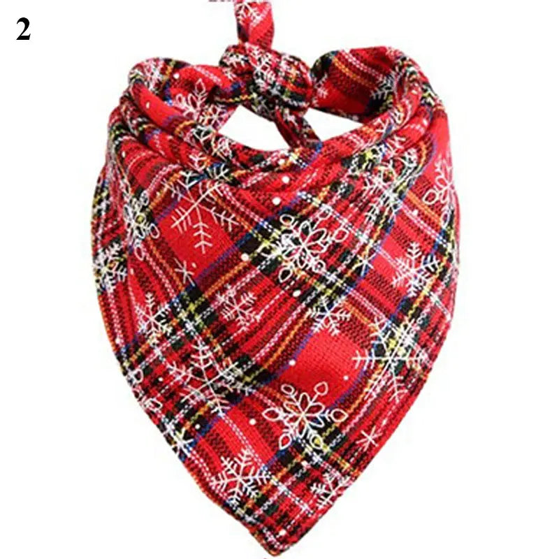 Bandanas Large Pet Scarf Christmas Snow Print Dog Cotton Plaid WashableBow Ties Collar Cat Dog Scarf Large Dog Accessories