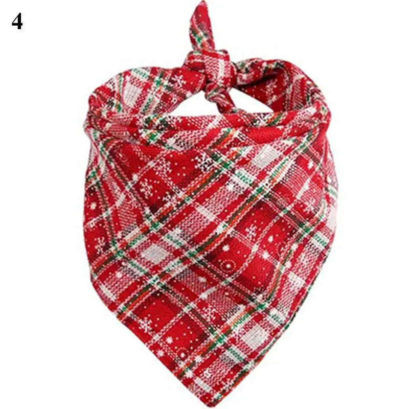 Bandanas Large Pet Scarf Christmas Snow Print Dog Cotton Plaid WashableBow Ties Collar Cat Dog Scarf Large Dog Accessories