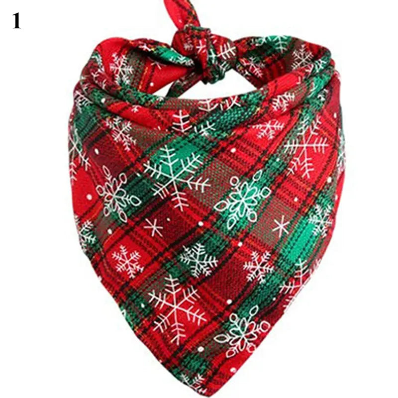 Bandanas Large Pet Scarf Christmas Snow Print Dog Cotton Plaid WashableBow Ties Collar Cat Dog Scarf Large Dog Accessories