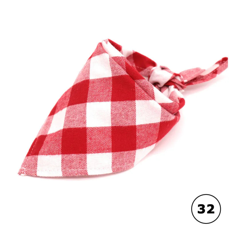 Dog Bandanas Large Pet Scarf Bandana For Dog Cotton Plaid Washable Bow Tie Collar Cat Puppy Triangular Scarf Bib Dog Accessories