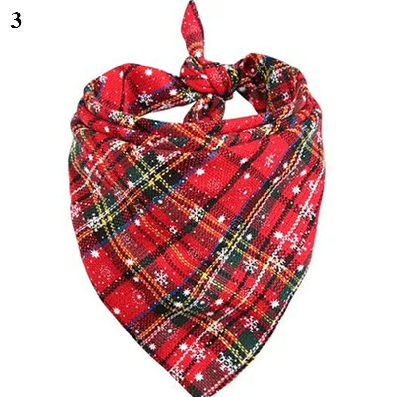 Bandanas Large Pet Scarf Christmas Snow Print Dog Cotton Plaid WashableBow Ties Collar Cat Dog Scarf Large Dog Accessories