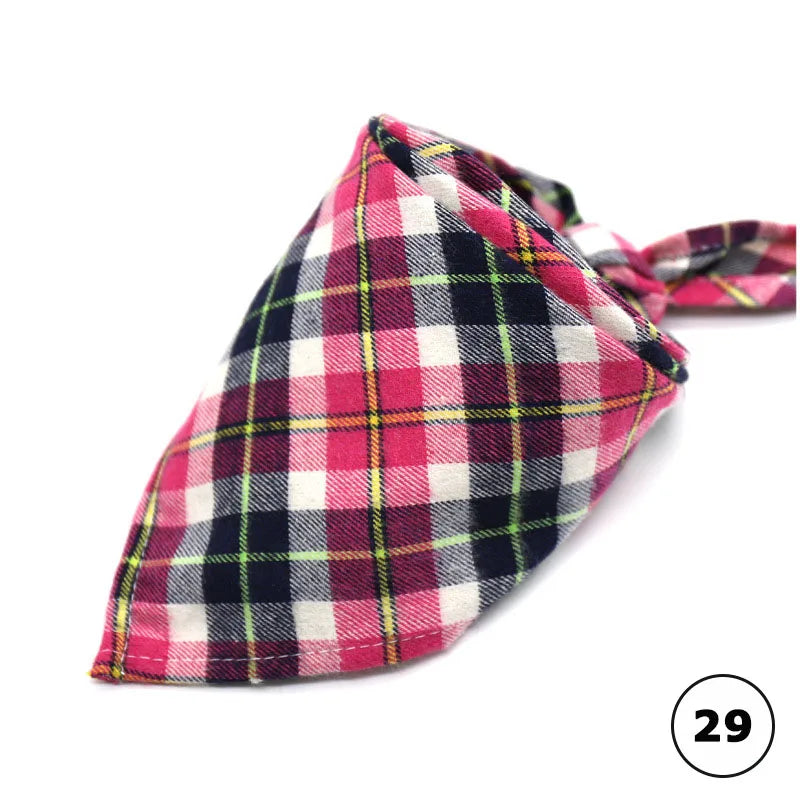 Dog Bandanas Large Pet Scarf Bandana For Dog Cotton Plaid Washable Bow Tie Collar Cat Puppy Triangular Scarf Bib Dog Accessories