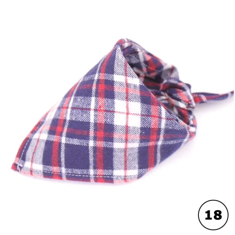 Dog Bandanas Large Pet Scarf Bandana For Dog Cotton Plaid Washable Bow Tie Collar Cat Puppy Triangular Scarf Bib Dog Accessories