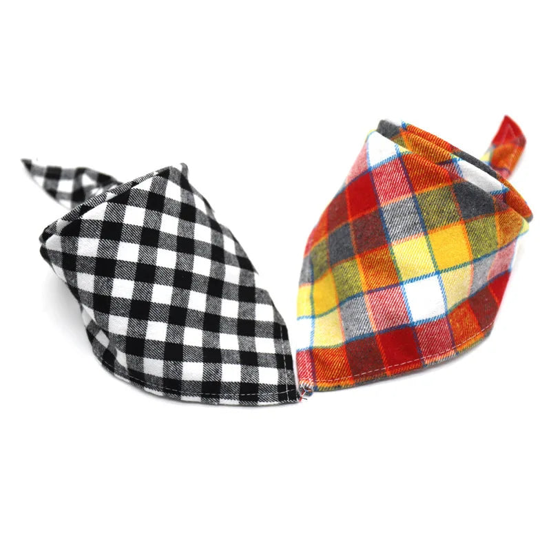 Dog Bandanas Large Pet Scarf Bandana For Dog Cotton Plaid Washable Bow Tie Collar Cat Puppy Triangular Scarf Bib Dog Accessories