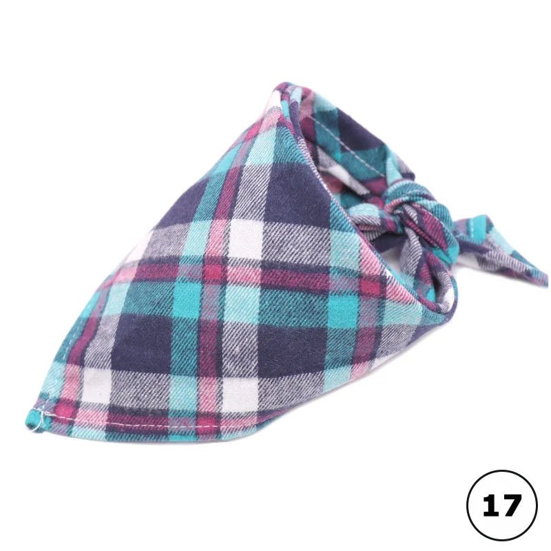 Dog Bandanas Large Pet Scarf Bandana For Dog Cotton Plaid Washable Bow Tie Collar Cat Puppy Triangular Scarf Bib Dog Accessories