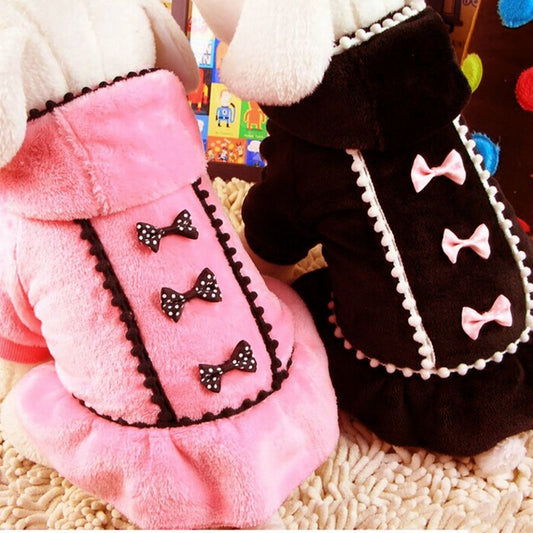 Velvet Cute Pet Dog Clothes Fashion Dog Dress For Small Medium Dogs Cats Clothes Puppy Dot Skirts Luxury Warm Apparels Dress