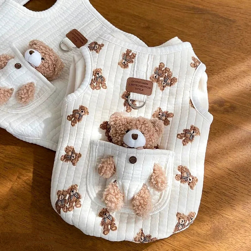 Puppy Clothes Autumn Winter Cat F Vest Pet Cute Cartoon Soft Shirt Small Dog Harness Chihuahua Poodle Yorkshire