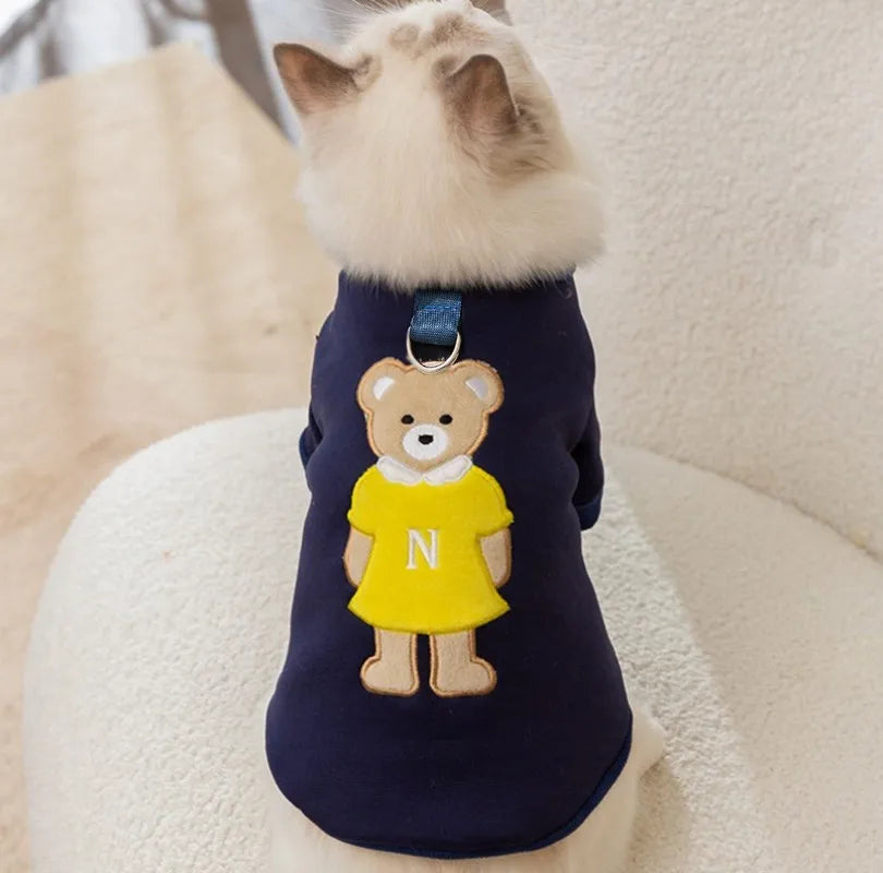 Clothes for Small Dogs Bear Letter Pet Dog Hoodies Puppy Warm Coat Autumn Winter Dog Sweatshirt Chihuahua Apparel Cat Dlothing