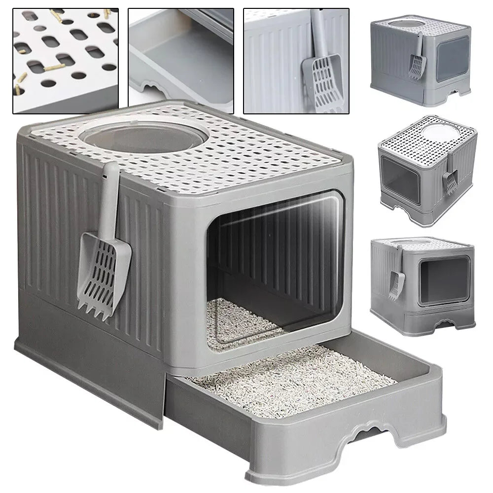 Large Litter Box Self Cleaning Pan Drawer Cat Potty Tray Anti-Splashing