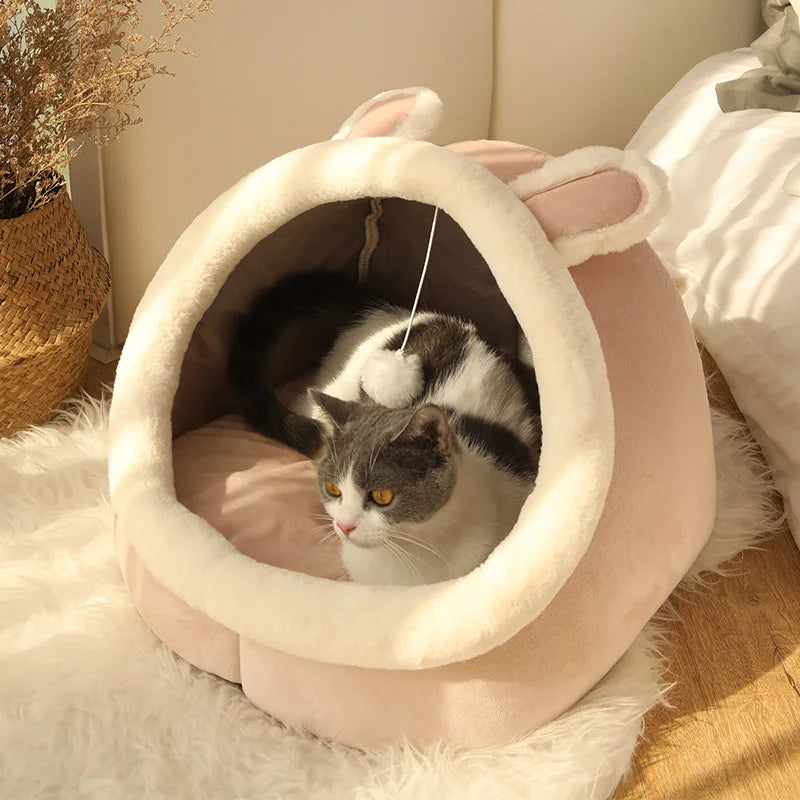 Cat Bed House Kennel Nest Round Pets Sleeping Cave
 Kitten Beds Pet Basket Cozy Kitten Lounger Cushion