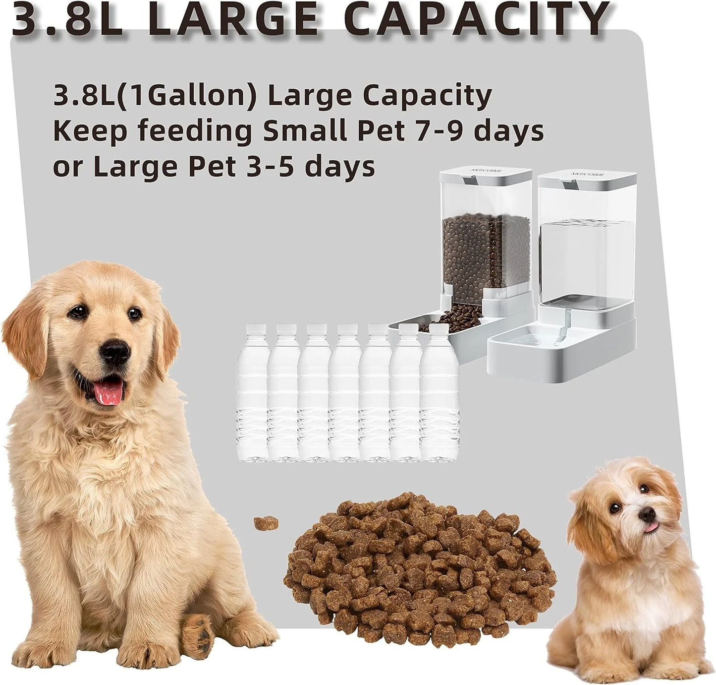 Dog Feeder Cat Water Dispenser Automatic Cat Feeder and Cat Water Dispenser Gravity Cat Feeder Food Storage Dispenser Container