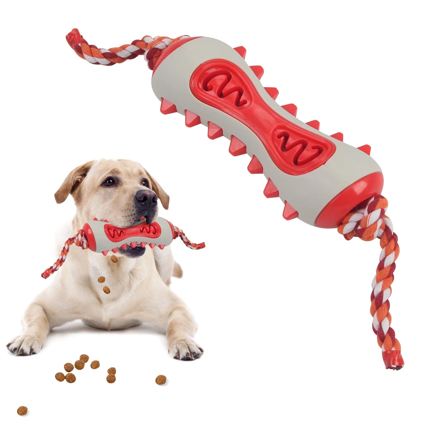 Dog Toys Dog Chewing Toys with Ropes Rubber Grinding Teeth Toys Interactive Training Teeth Cleaning Pet Products for All Dogs