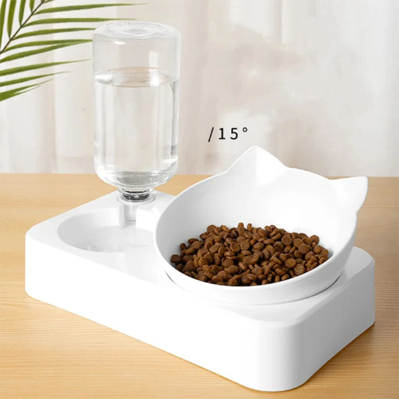 Pet Feeder 2-In-1 Pet Feeding Bowl Cat Automatic Water Dispenser Removable Bowl Pet Supplies