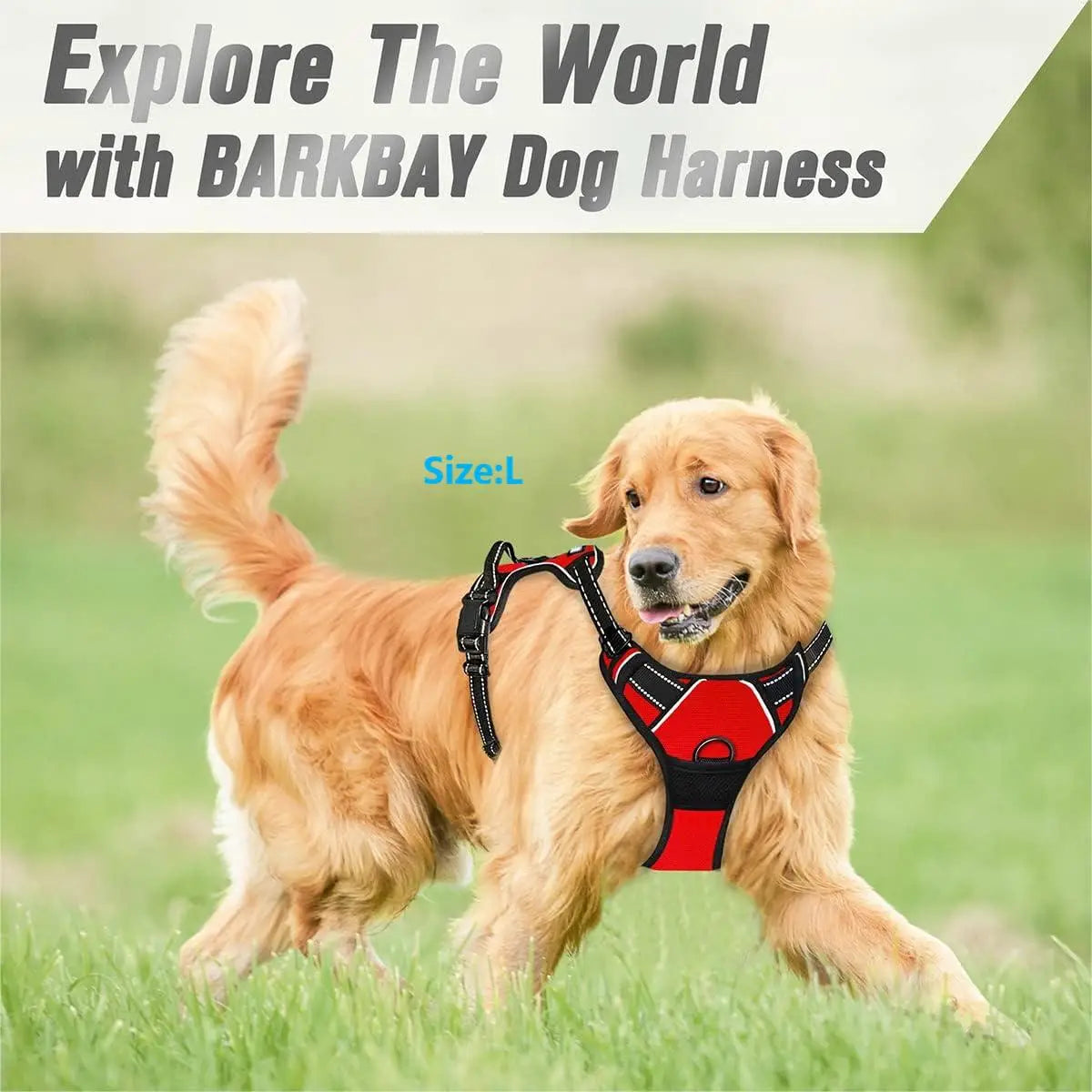 No Pull Dog Harness Front Clip Heavy Duty Reflective Easy Control Handle for Large Dog Walking