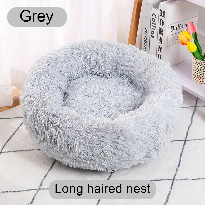 Cat Bed Long Plush Dogs Basket Cushion Cat Bed Cat Mat Animals Sleeping Sofa 40-60cm Round Pet Bed for Large Dog Bed Super Soft