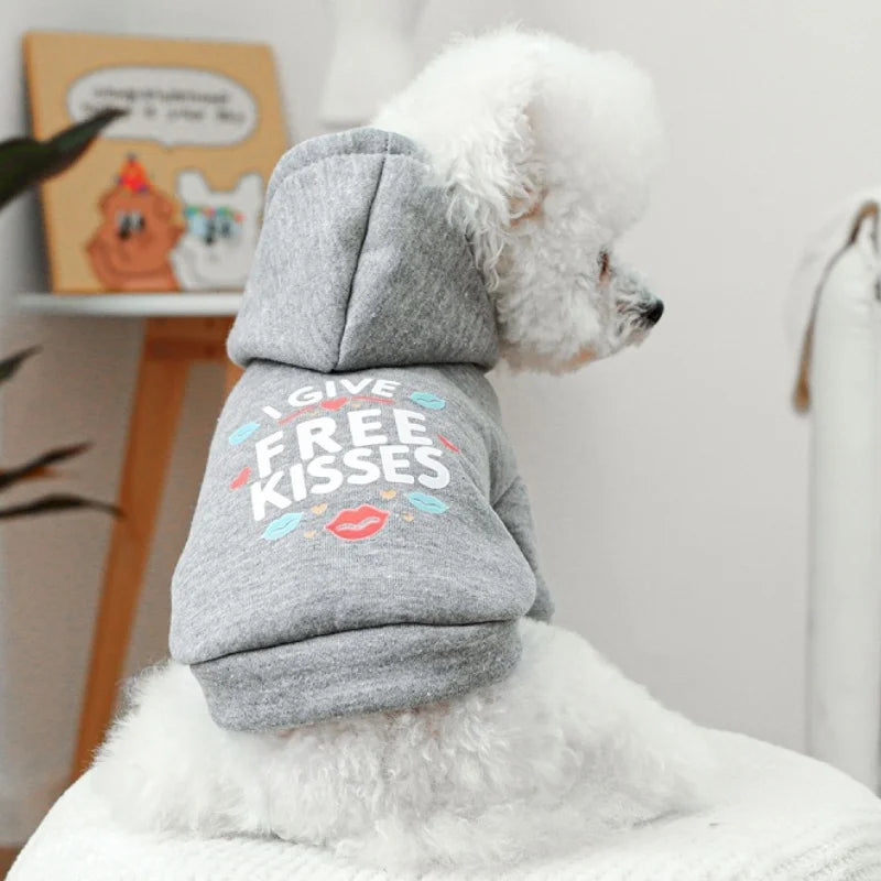 Winter Warm Dog Hoodie Letter Print Puppy Pullover Pet Sweatshirt Bichon Frise Dog Clothes