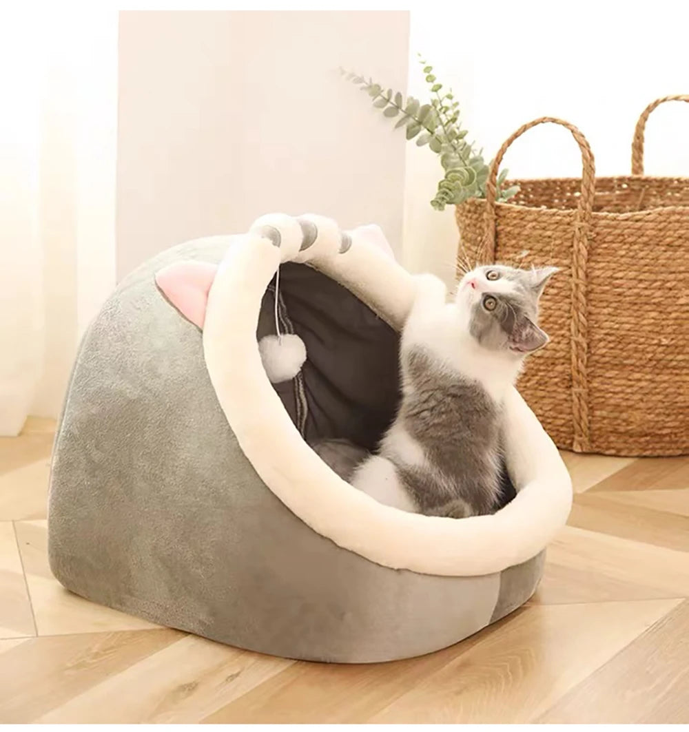 Cat Bed House Kennel Nest Round Pets Sleeping Cave
 Kitten Beds Pet Basket Cozy Kitten Lounger Cushion