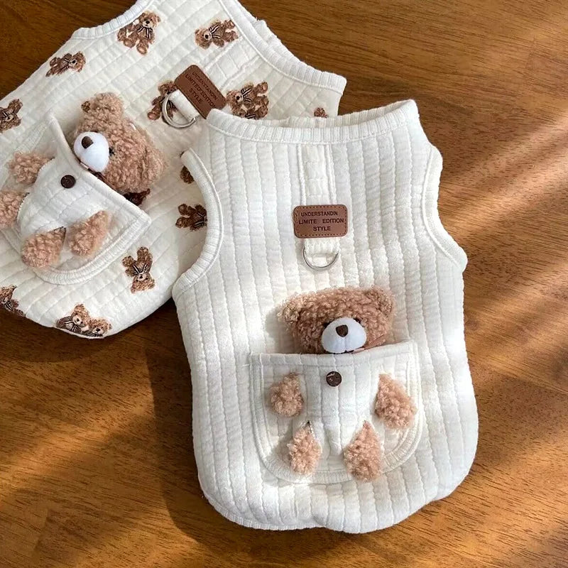 Puppy Clothes Autumn Winter Cat F Vest Pet Cute Cartoon Soft Shirt Small Dog Harness Chihuahua Poodle Yorkshire