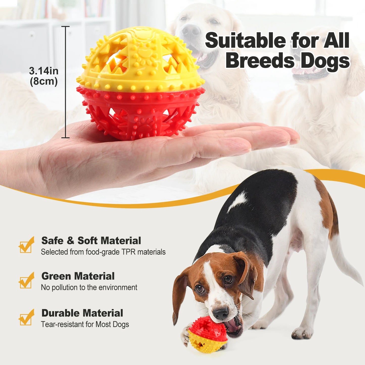 Dog Toys Grinding Teeth Chew Toys Sound Ball Food leakage Toys Cleaning Teeth Anti Bite Interactive Training Toys Pet Products