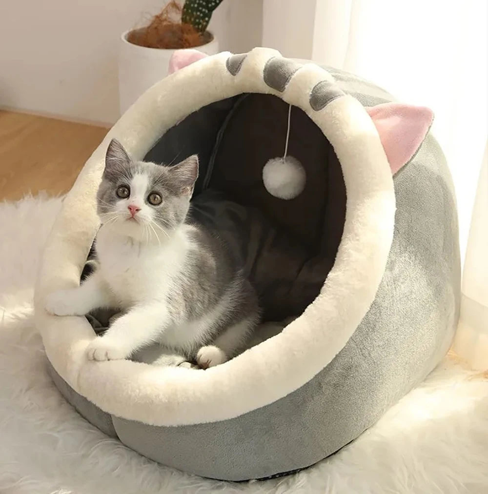 Cat Bed House Kennel Nest Round Pets Sleeping Cave
 Kitten Beds Pet Basket Cozy Kitten Lounger Cushion