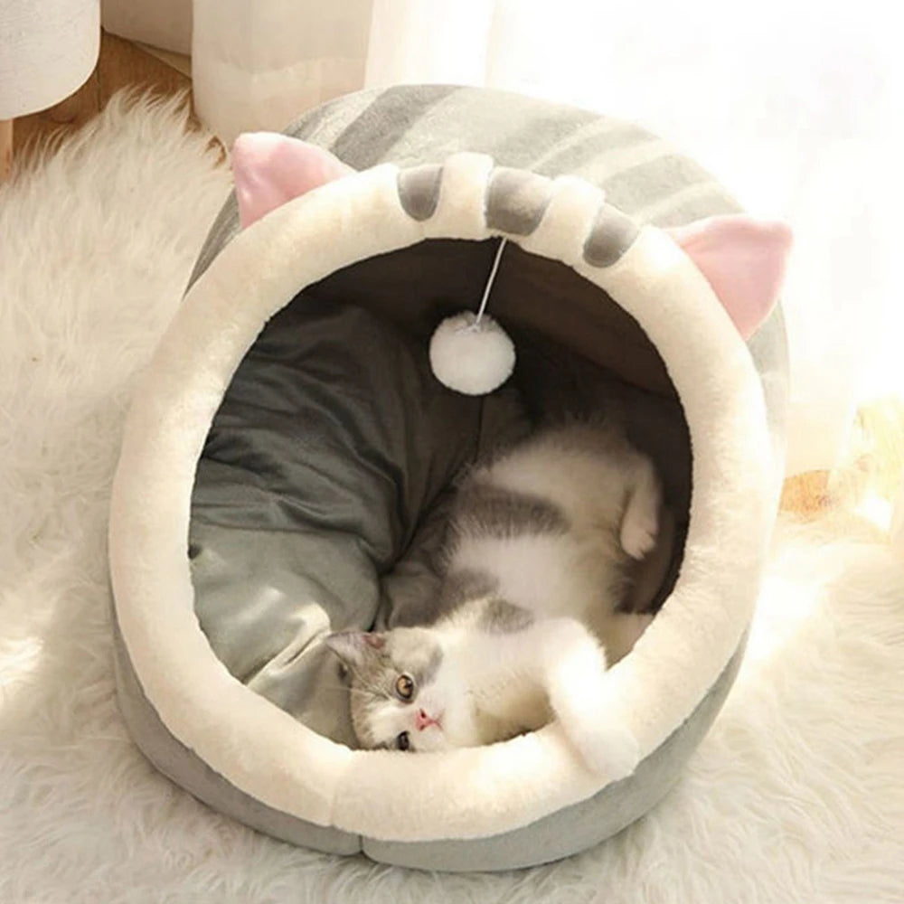 Sleeping Cave Kitten Beds Pet Basket Cozy Kitten Lounger Cushion Cat House Tent Dog House