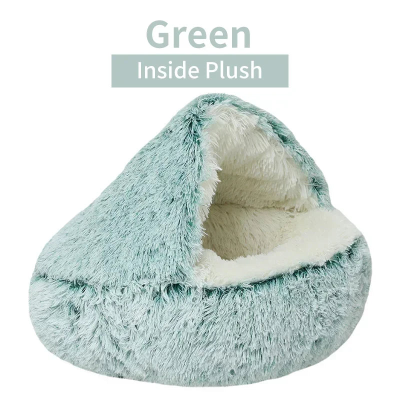 Winter Soft Plush Pet Bed with Cover Round Cat Bed Pet Mattress 
Warm Cat Dog Sleeping Nest Cave for Small Dogs Kitten 2 in 1