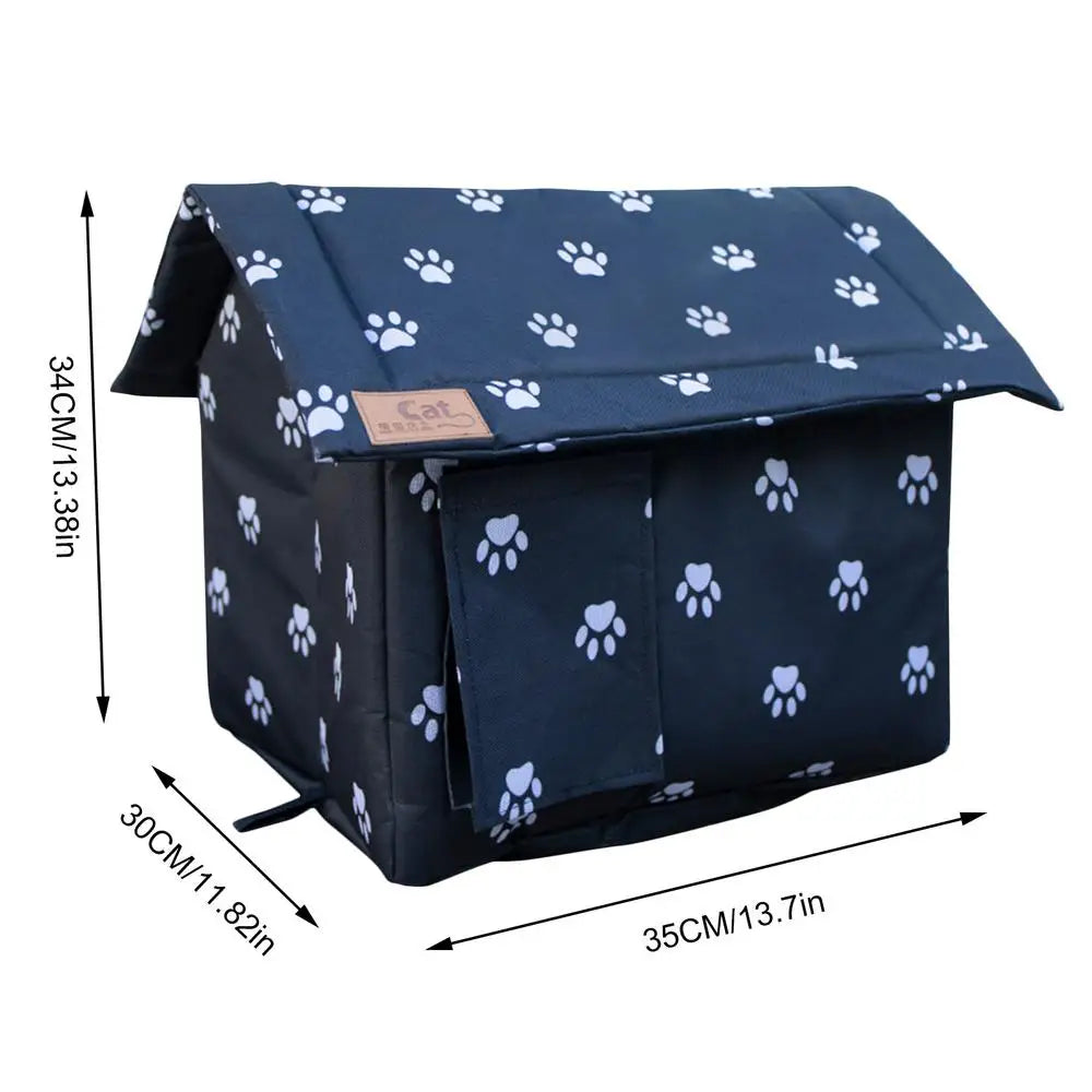 Waterproof Cat House Weatherproof Pet House For Small Dogs Cats Pet Bed Nest With Inner Pad Portable Outdoor Cat Accessories