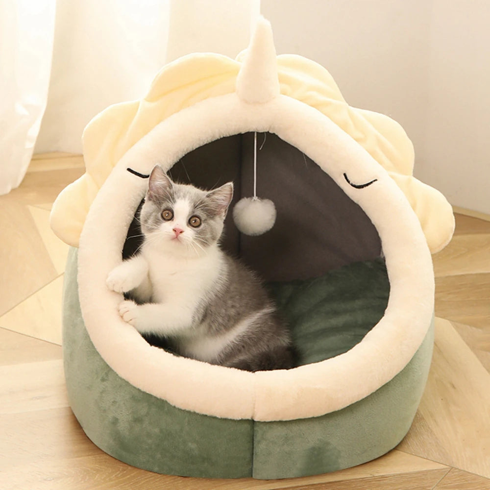 Sleeping Cave Kitten Beds Pet Basket Cozy Kitten Lounger Cushion Cat House Tent Dog House