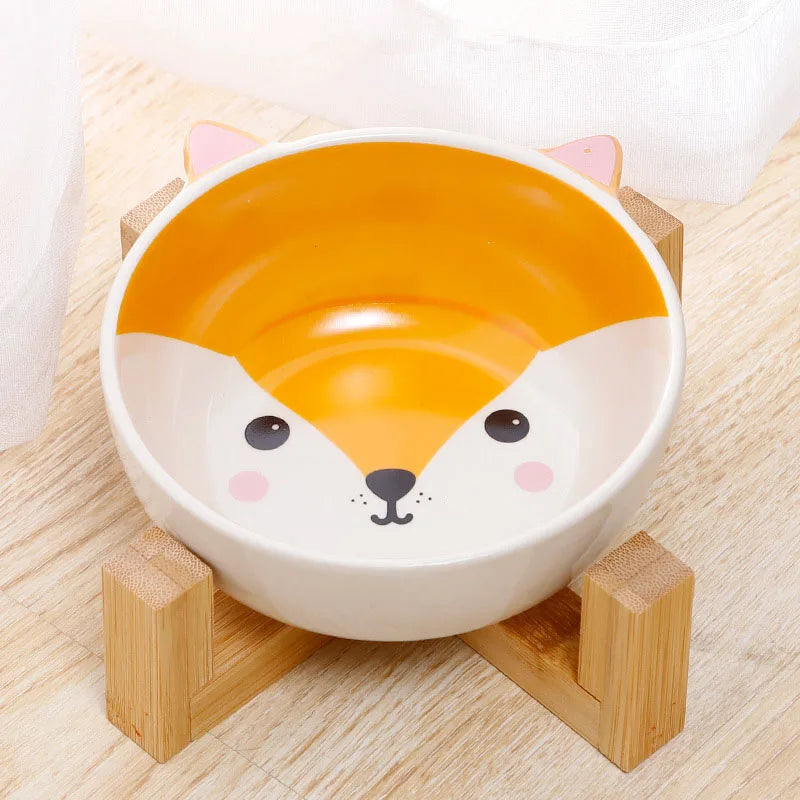 Ceramic Dog Bowl Raised Round Dog Cat Bowl No Spill Pet Dish for Food Water Feeding