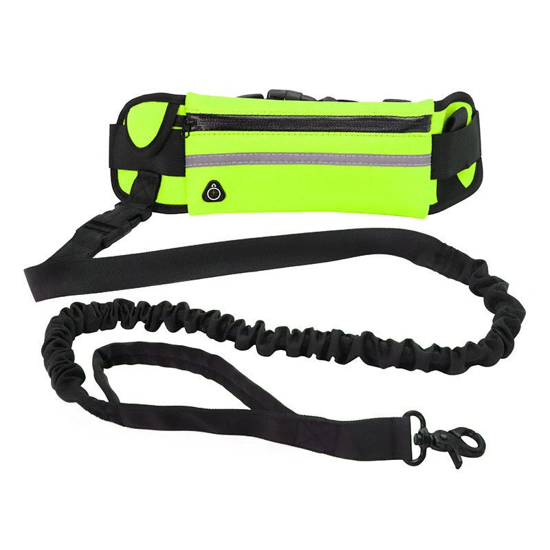 Hands-Free Dog Leash for Running Walking Reflective Leash with Waist Bag Retractable Elastic Belt Dog Traction Rope