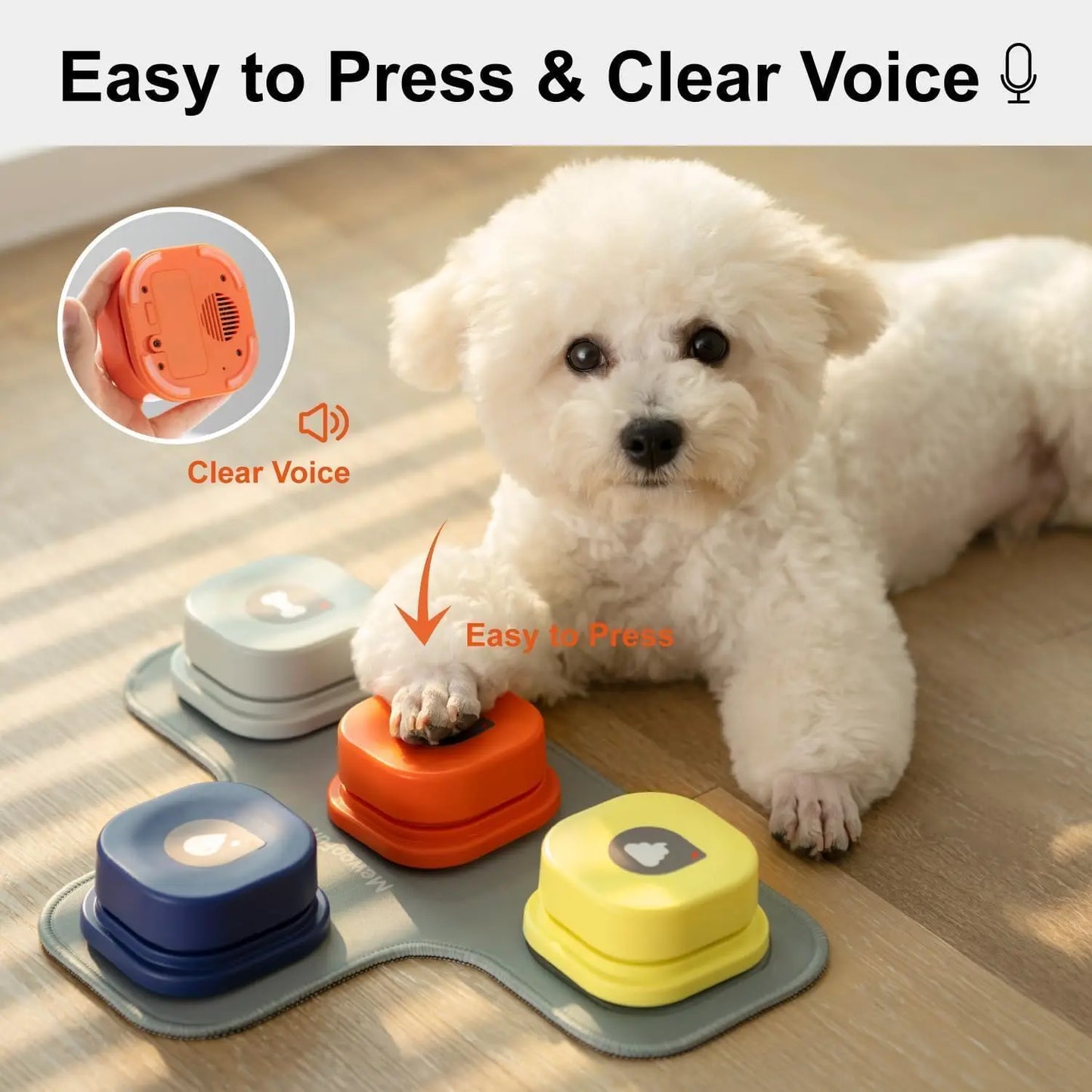 Dog Button Record Talking Pet Communication Vocal Training Interactive Toy Bell Ringer With Pad and Sticker Easy To Use