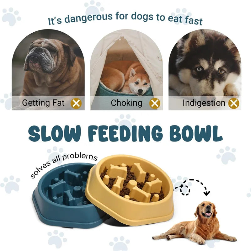 Dog Slow Feeder Bowl Anti-glutton Food Bowl for Dogs Slow Eating Dog Feeders Healthy Diet Pet Feeding Watering Supplies