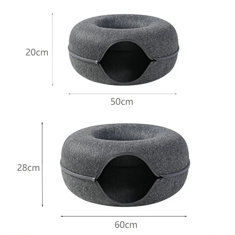 Donut Cat Bed for 2 Cats Pet Cat Tunnel Toys Kitten House Basket 
Interactive Play Toys for Cats Nest