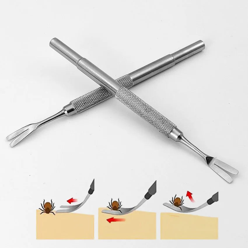 Stainless Steel Single Head Dog Lice Fork tick Fork Pet Pest Control Flea Clip Hard Tick Extractor Cleaning Tool