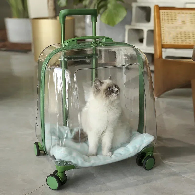 Cats Carrier Pet Backpacks Material Travel Stroller Bags Pet Shop Transparent Transportation Products on Wheels Accessories