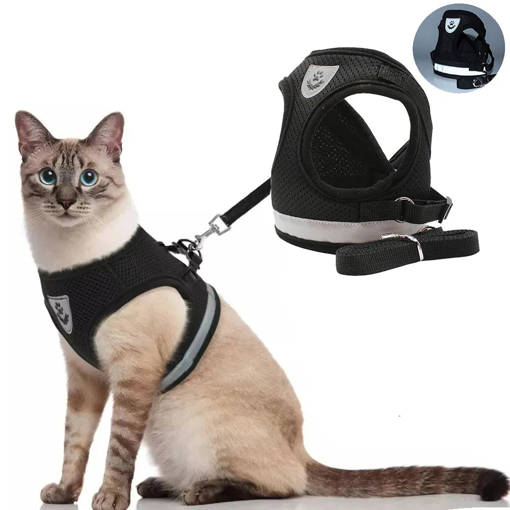 Adjustable Breathable Pet Dog Cat Harness and Leash Escape Proof Cat Vest Harness