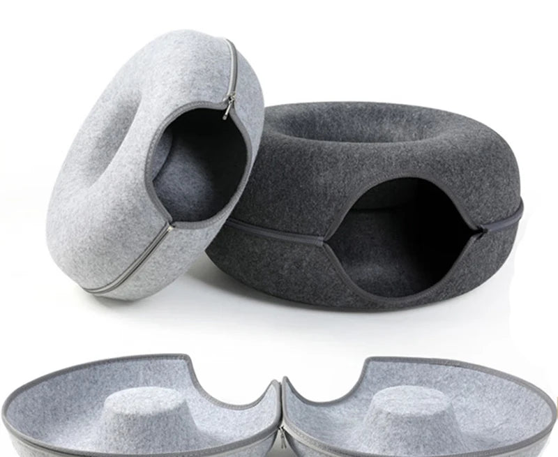 Donut Cat Bed for 2 Cats Pet Cat Tunnel Toys Kitten House Basket 
Interactive Play Toys for Cats Nest