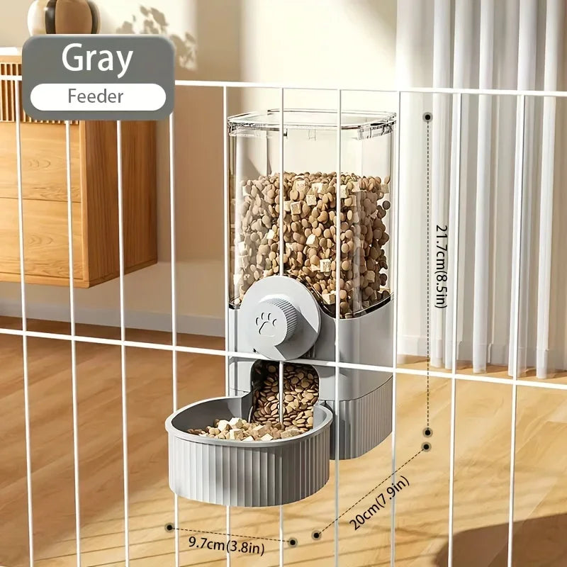 Automatic Pet Food Feeder/Water Dispenser, Gravity Cat Auto Feeder Waterer Set With Container Bowl For Cage