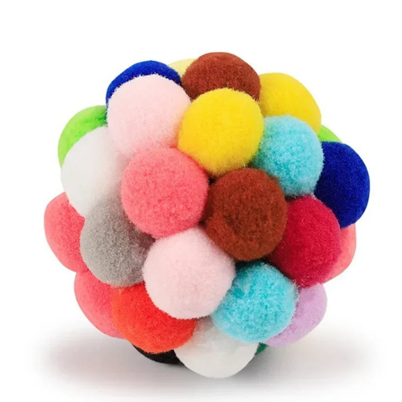 Cat Toys Cat Plush Ball Toy Pet Elastic Bell Ball Self Hi Ball Playing Cat Colorful  Woolen Ball Cat Toys Interactive Cat Toys