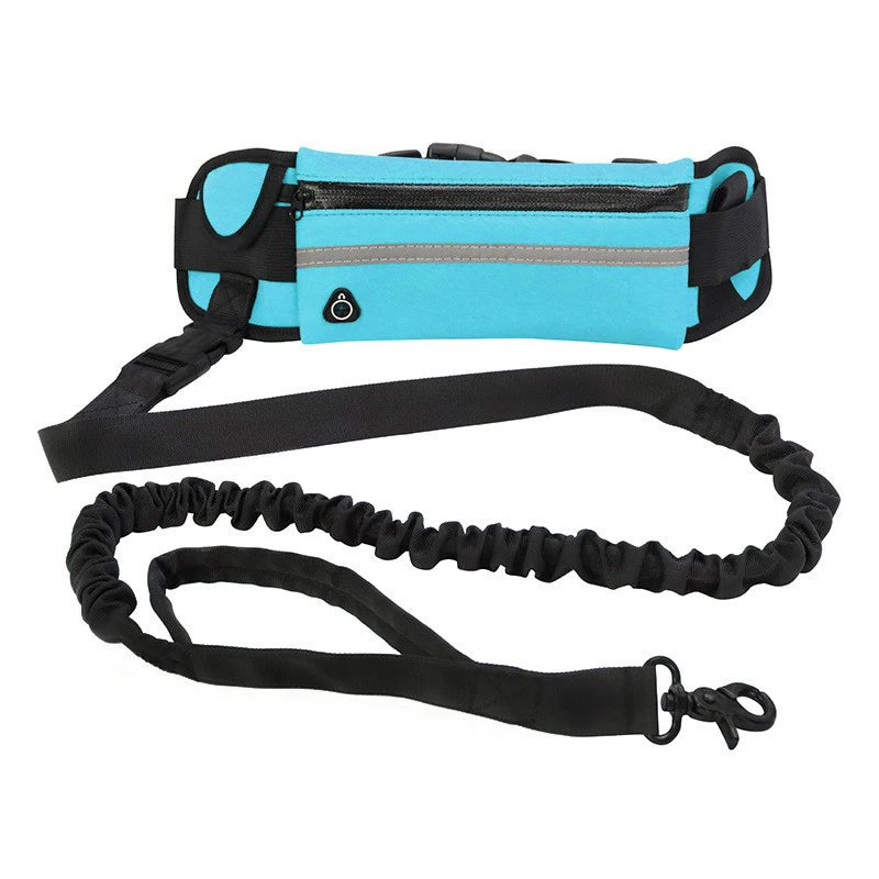 Hands-Free Dog Leash for Running Walking Reflective Leash with Waist Bag Retractable Elastic Belt Dog Traction Rope