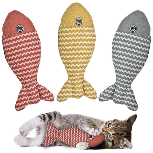 Cat Toys Fish Catnip Toys Interactive Cat Toy Cat Chew Toy Cat Pillow Toys Kitten Exercise Kicker Toys for Indoor Cats Kitty Kit