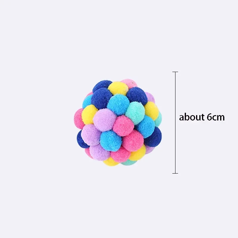 Cat Toys Cat Plush Ball Toy Pet Elastic Bell Ball Self Hi Ball Playing Cat Colorful  Woolen Ball Cat Toys Interactive Cat Toys