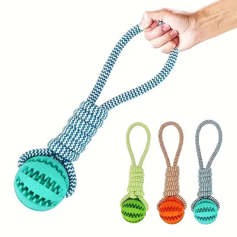 Pet Dog Toys Balls Interactive Treat Rope Rubber Leaking Balls for Small Medium Dogs Chewing Bite Resistant Pet Tooth Cleaning